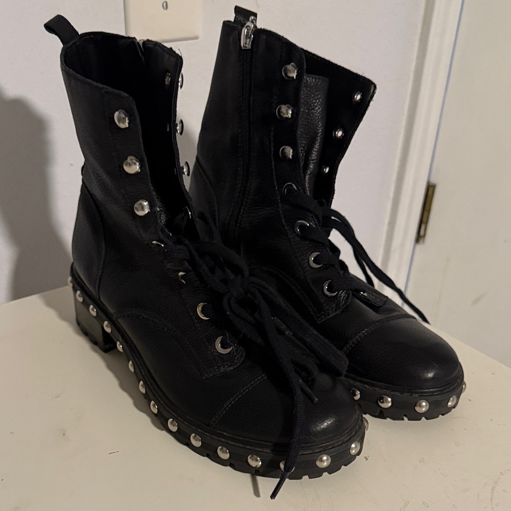 SCHUTZ Black Studded Combat Boots